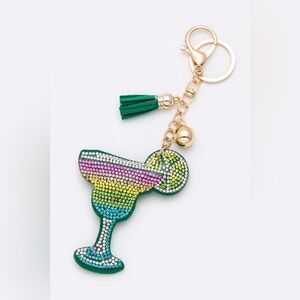 Rhinestone Margarita Cocktail Pillow Keychain